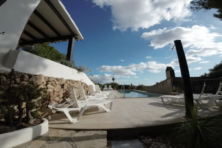 Atardecer sobre la casa vacacional Bon Viure, Mallorca